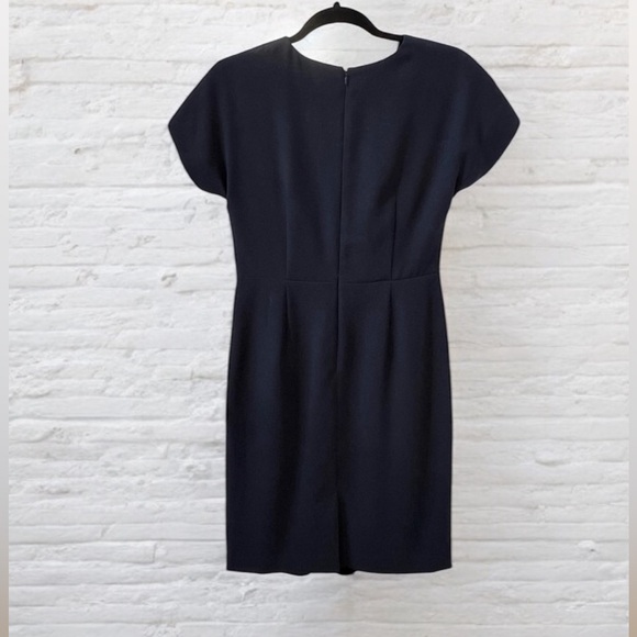 ⭐️ Brooks Brothers Navy Faux Wrap Cap Sleeve V Neck Dress Size 6 P - Picture 3 of 14
